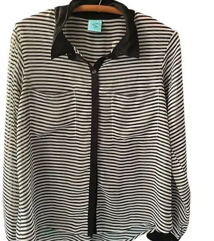 H.I.P. Vintage Y2K Black And White Striped Button Up Shirt From .