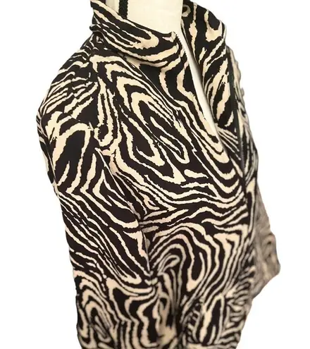 Birch Hill Animal Print Zip Up Jacket Zebra Pattern Long Sleeve Retro Y2K Style Tan Size M
