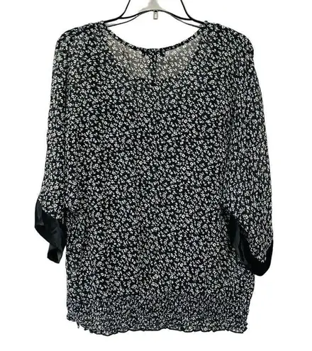 AGB Floral Chiffon Layered Blouse Size Large 2 PCs Black