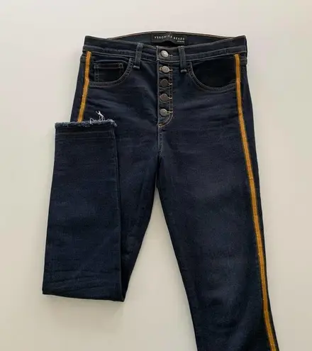 Veronica Beard Debbie Dark Slate Blue Side Stripe Mid Rise Skinny Leg Jeans 26