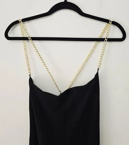 Nookie Estella Gown Maxi Dress Gold Chain Strap Formal Gala Party Prom Black XL