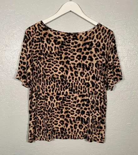 Soma Intimates Women M Animal Leopard Print Pajama Shirt Top Loungewear Cozy