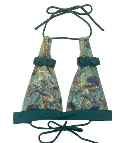 FABLES By BARRIE Custom Metallic Peacock Ruffled Festival Rave Party Bikini Sz S Green