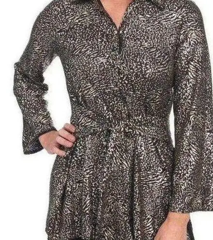 Misha Collection MISHCA Leopard Metallic Tie Front Top Size M