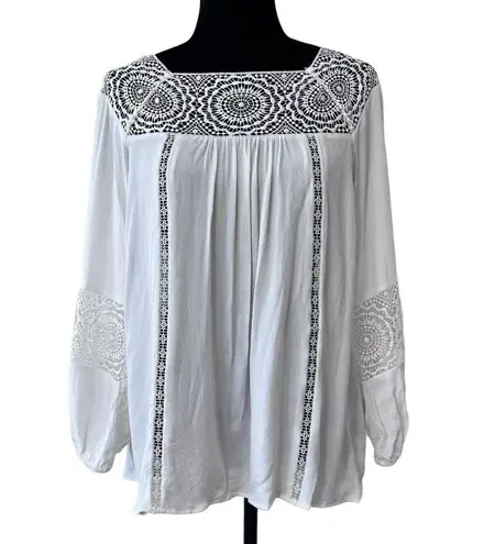 Joie  Bellange Blouse Color Porcelain Size L Boho Lace Blouse