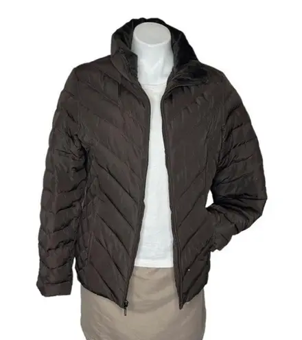 Nine West  G-III Apparel Brown Quilted Puffer Jacket Down Feather Size Medium