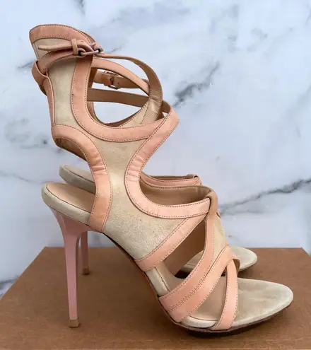 Balenciaga leather and suede ankle-wrap gladiator sandal size IT 39 US 9