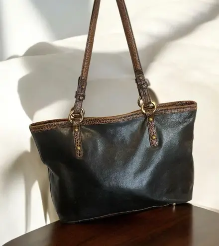Brahmin ANNA BLACK TUSCAN LEATHER VINTAGE SHOULDERBAG TOTE