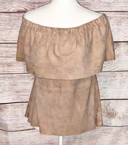 AS by DF Cape Horn Off the Shoulder Suede Top Size