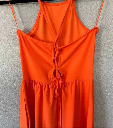 Abound NWT  Romper Lace Up Back Shorts Pockets Summer Orange Fluro Size Small - Image 6
