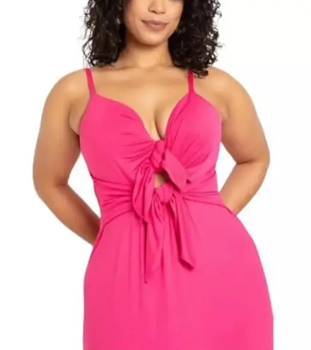 Eloquii Pink Tie Front Knit Maxi Dress Sz.24W NWT