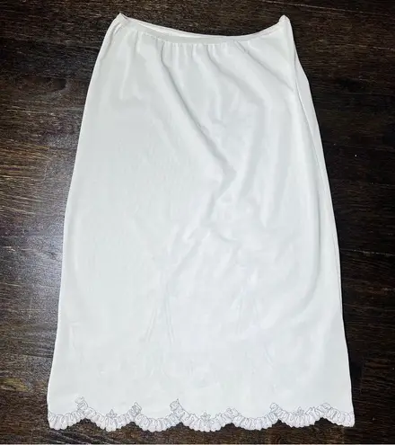 Vintage Deena Fine Lingerie White Embroidered Skirt Slip Size M