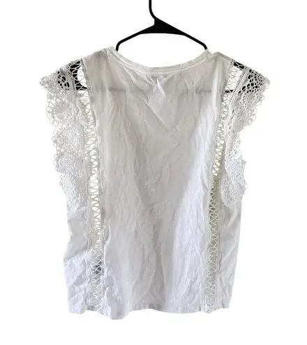 Sandro Paris White Lace Trim Womens Blouse