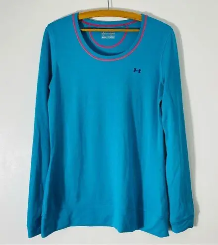 Under Armour  All Seasons Gear Fitted Long Sleeve Blue Athletic Top Size XL