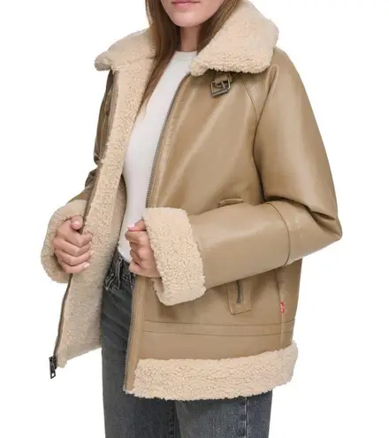 Levi's Levi’s Relaxed Faux Shearling and Faux Leather Aviator Jacket