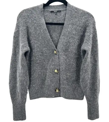 Quince Gray Merino Wool Alpaca Cropped Button Front Cardigan Sweater Size Medium