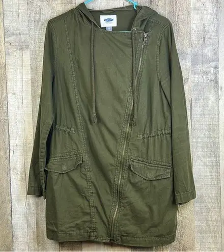 Old Navy  Spring Parka Pine Needles Drawstring Hooded Jacket w/Slant Zipp…