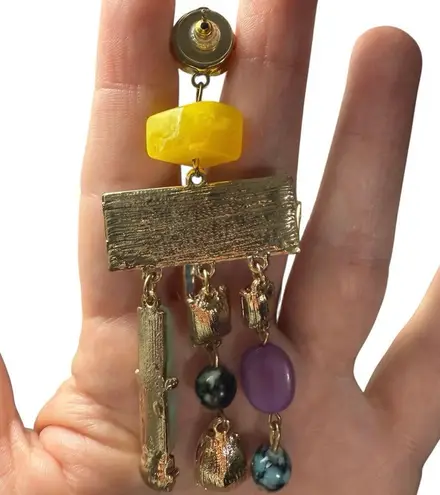 Chandelier Dangle Jeweled Earrings Multi