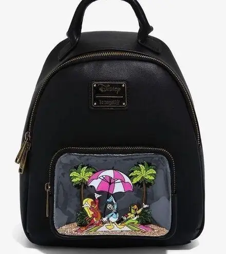 Lounge Fly Disney Three Caballeros Beach Sand Donald Duck backpack palm tree NWOT