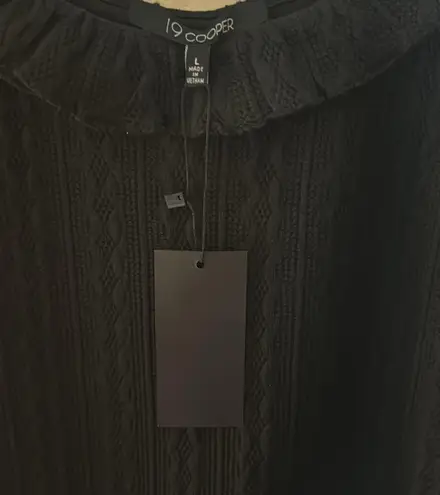 19 Cooper Ruffle Long Sleeve Knit Dress Black Mini Dress Size L