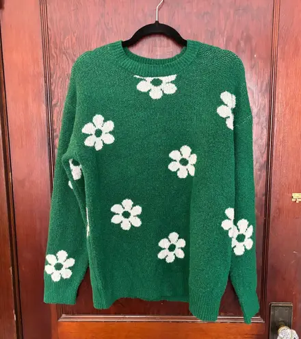 Major Label Group Green and White Flower Sweater