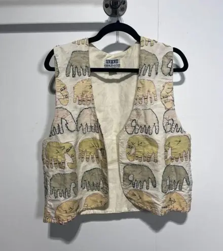 Vintage Embroidered Elephant Vest Medium