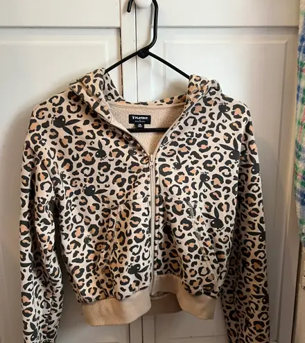 Playboy x Pacsun cheetah zip up jacket hoodie sweatshirt.