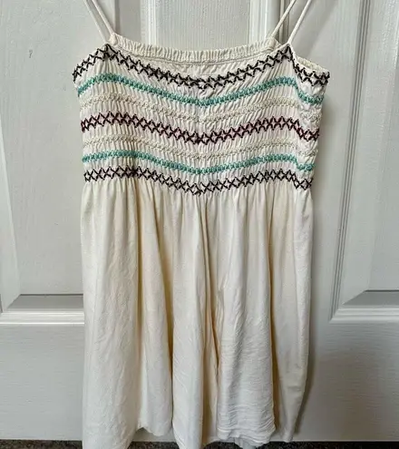 Ella Moss Vintage Y2K Cream Knit Smocked Babydoll Tunic Tank Top