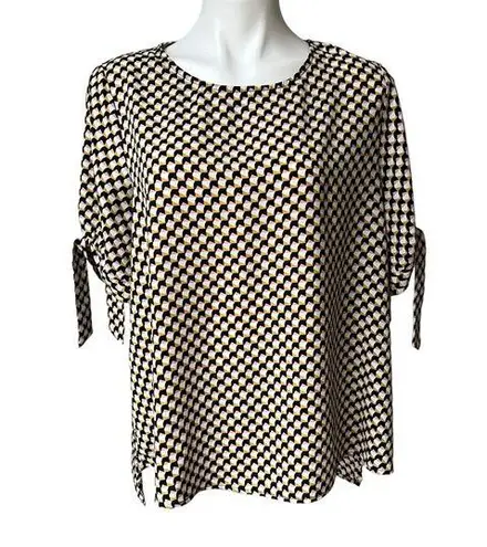 Everleigh Loose Fit Geometric Print Hi-Low Hem Blouse, Sz L