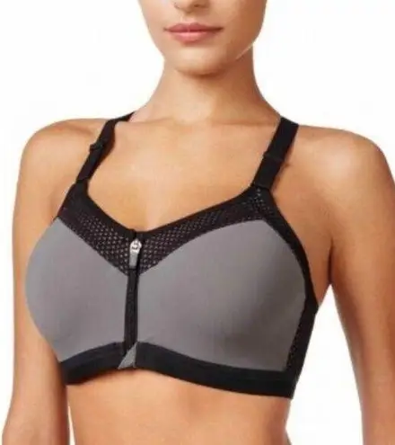 Wacoal  grey and black padded front zip sports  bra