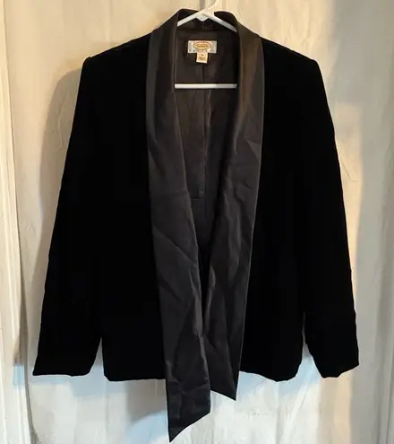 Chico's Talbots Tuxedo Black Blazer Sz 10P‎ Velvet/Satin Shawl Collared Faux Camisole
