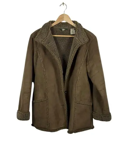 VINTAGE L.L. Bean Women’s Suede Sherpa Lined Long Coat Brown Size M Size M