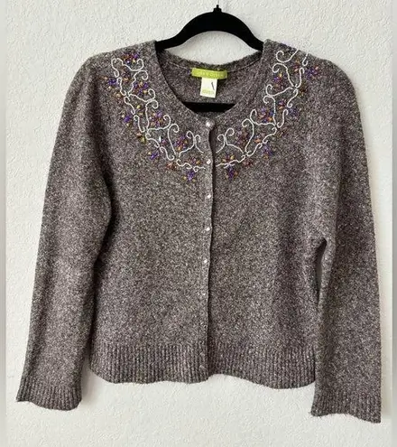 Sigrid Olsen  jeweled cardigan SZ L