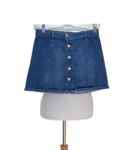 Celebrity Pink Womens Button Front Denim Mini Skirt Blue Size 3/26 Coastal Boho