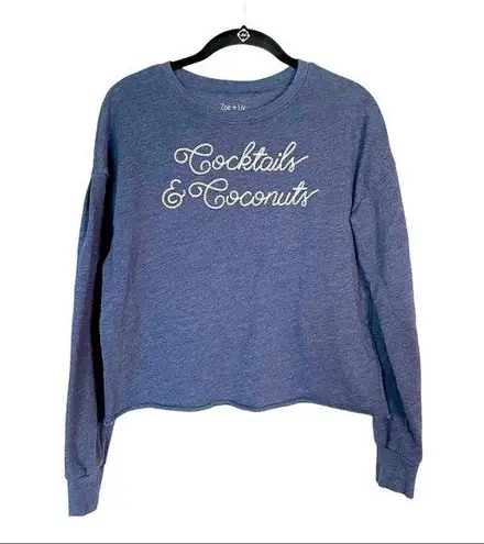 Zoe & Liv Cocktails & Coconuts Blue Sweatshirt XS