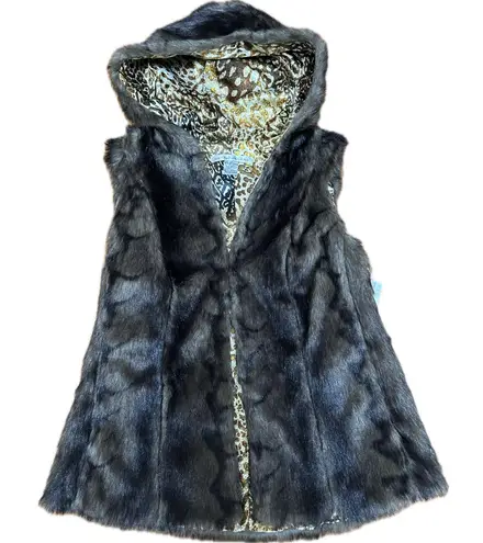 Peter Nygard Peter Nygård Faux Fur Hooded Vest Terra Brown Size 4P NWT