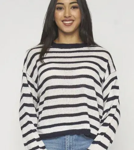 ee:some Black & White Striped Knit Crewneck Sweater