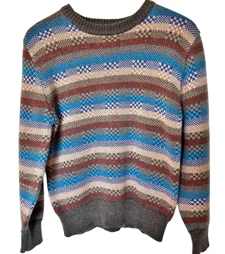 VTG Saturdays Generation Womans Crew Neck Knit Sweater L Geometric Grandma Cozy Size L