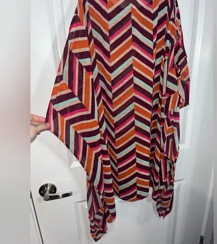 Swimsuits for All Cover Up Sheer Chevron Styled Pull Over One Size Swim Top