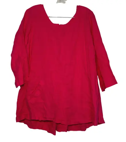 Flax pink tunic women's medium lagenlook organic linen sustainable summer comfy