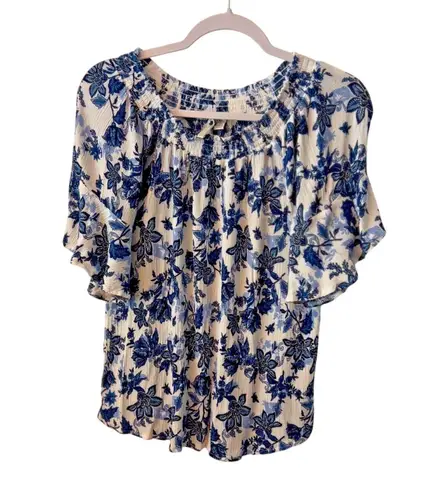 Versona Blouse Size M Off The Shoulder Bell Sleeve Rounded Hem Boho Peasant