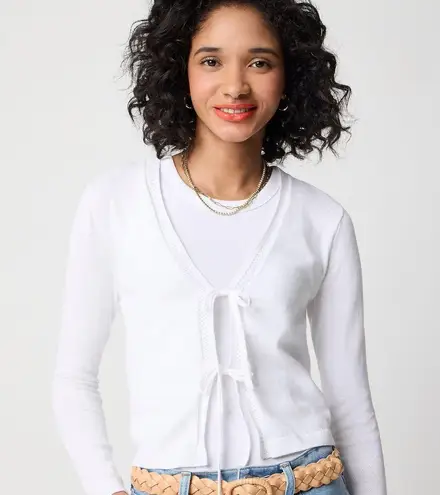 J.Crew Tie Front Cardigan Sweater in White, Size Large