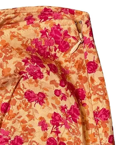 Motel  Wildflower Mini Skirt Gaelle Size XS Orange Pink Floral Womens 26X16.5