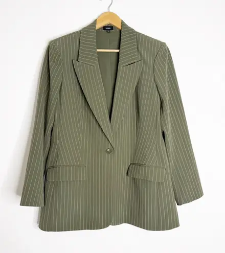 EXPRESS  Pinstripe Olive Green Blazer – Size XL – New Without Tags - Image 1