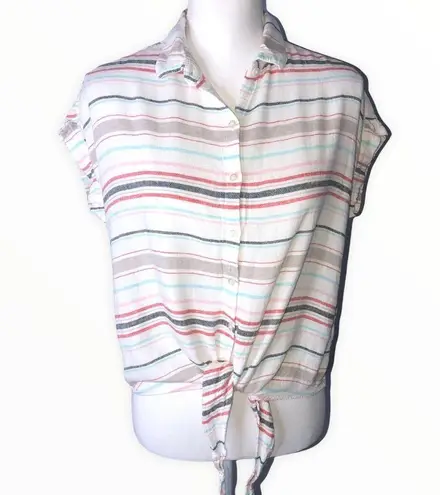 Weatherproof Vintage Tie Front Linen Shirt