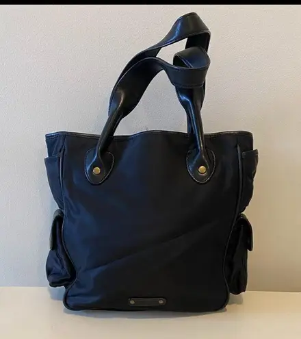 Moschino Black Nylon Handbag Leather Detailing VINTAGE Designer Luxury Italy