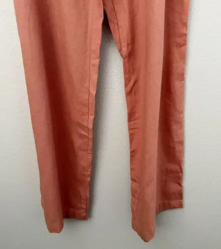 Just living | Linen-look Cotton Blend Wide Leg Pull On Pants Coral Pink | Medium