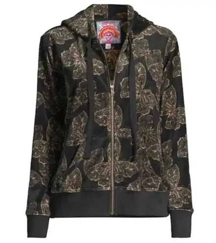 Johnny Was velour zip up hoodie NWT