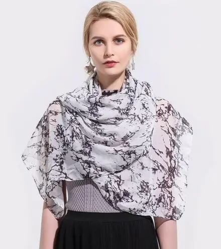 Marble Print Scarf Wrap Scarves New Black White