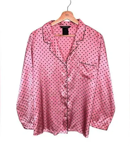 Pink and Black Polka Dot Y2K Sleep Lingerie Blouse Size L